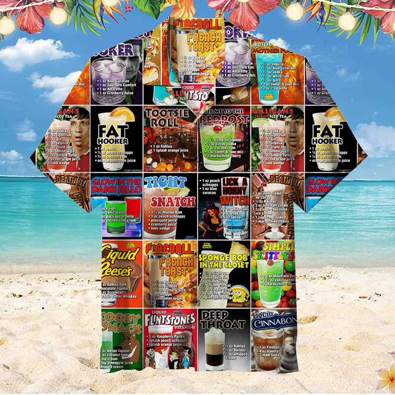 100 Cocktails-Recipes - Halloween-Party Hawaiian Shirt