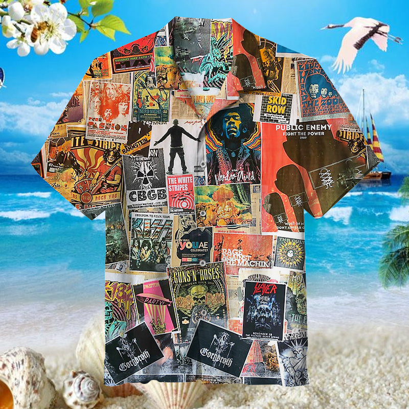 80s Rock Collage Unisex Hawaiian Shirt