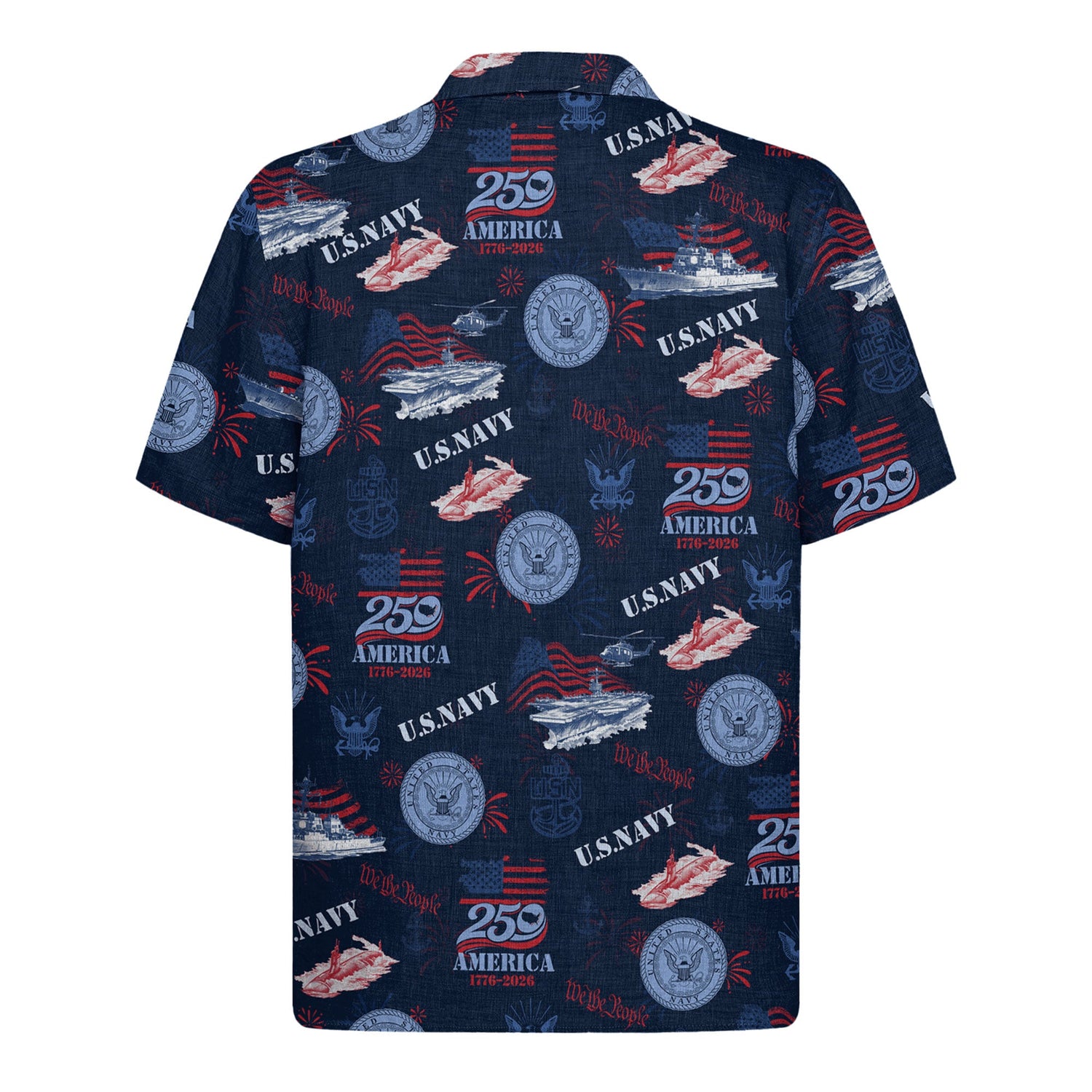 America 250 Hawaiian Shirt, US Navy Patriotic 1776–2026 Aloha Shirt