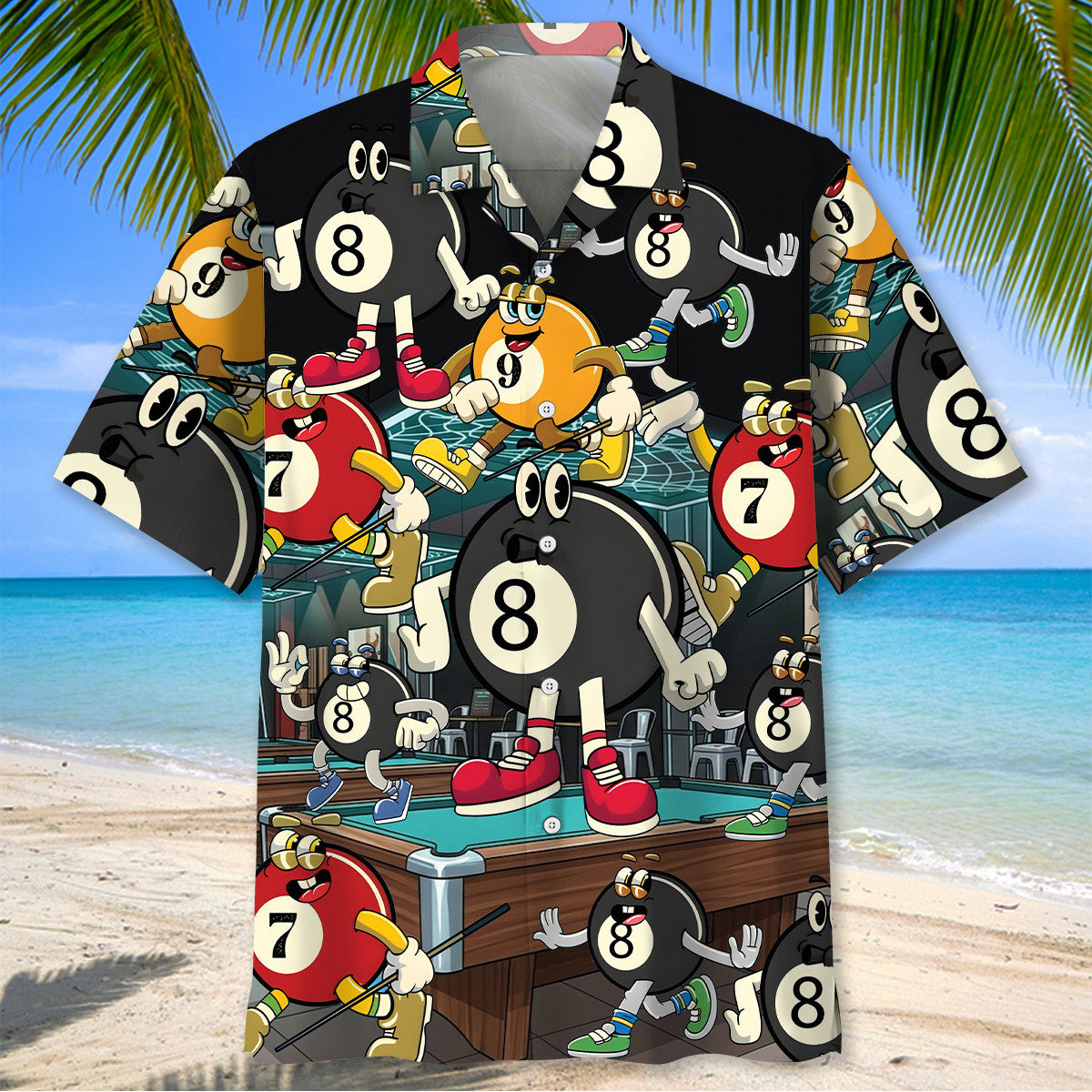 Billiard Ball Sports Mascot Cartoon Hawaiian Shirt