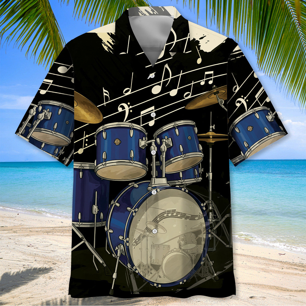 Black Blue Drum Hawaiian Shirt