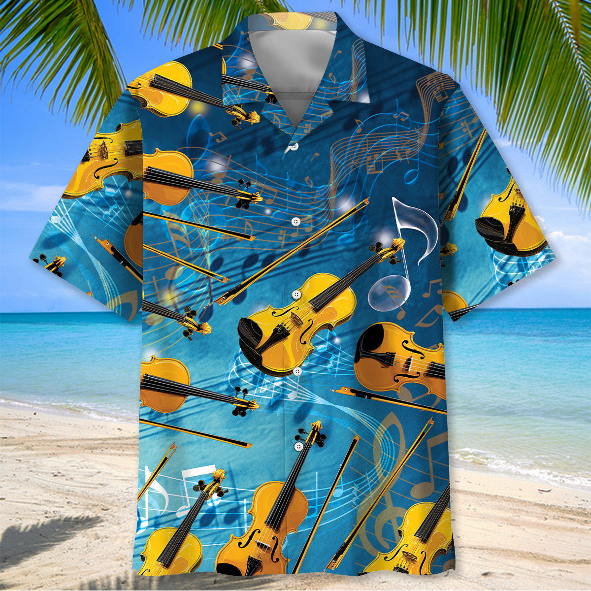 Blue Violin Art Hawaiian Shirt