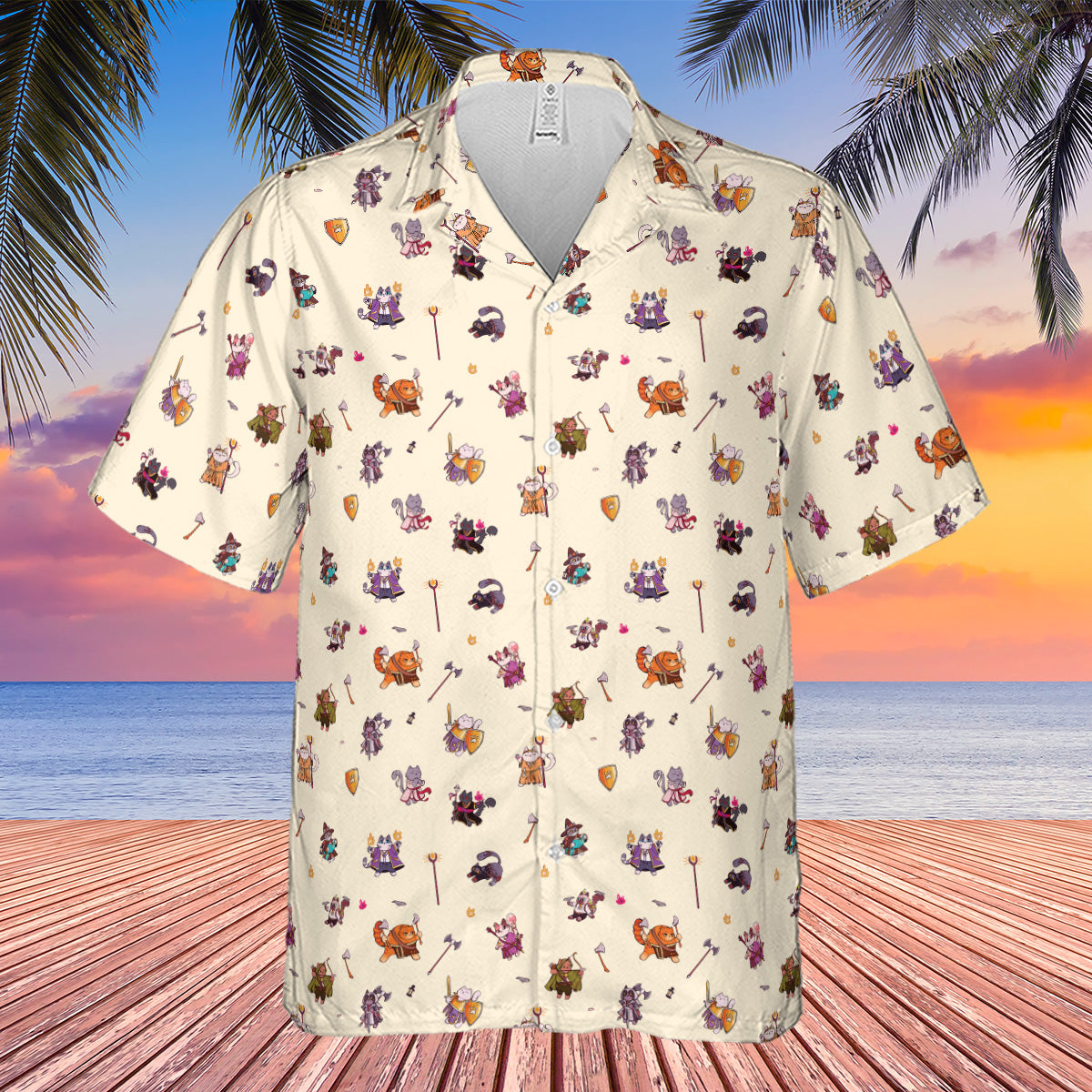 Cats In DnD Pattern Hawaiian Shirt