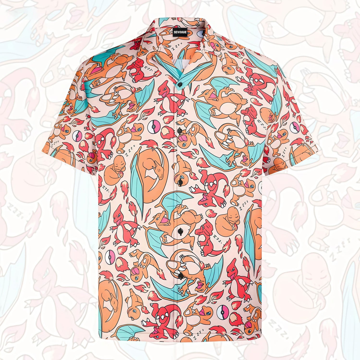 Charizard,Charmander,and Charmeleon Unisex Hawaiian Shirt