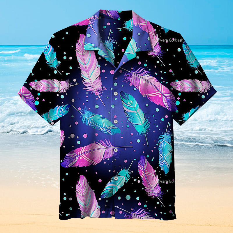 Colorful Feathers Under The Stars Unisex Hawaiian Shirt