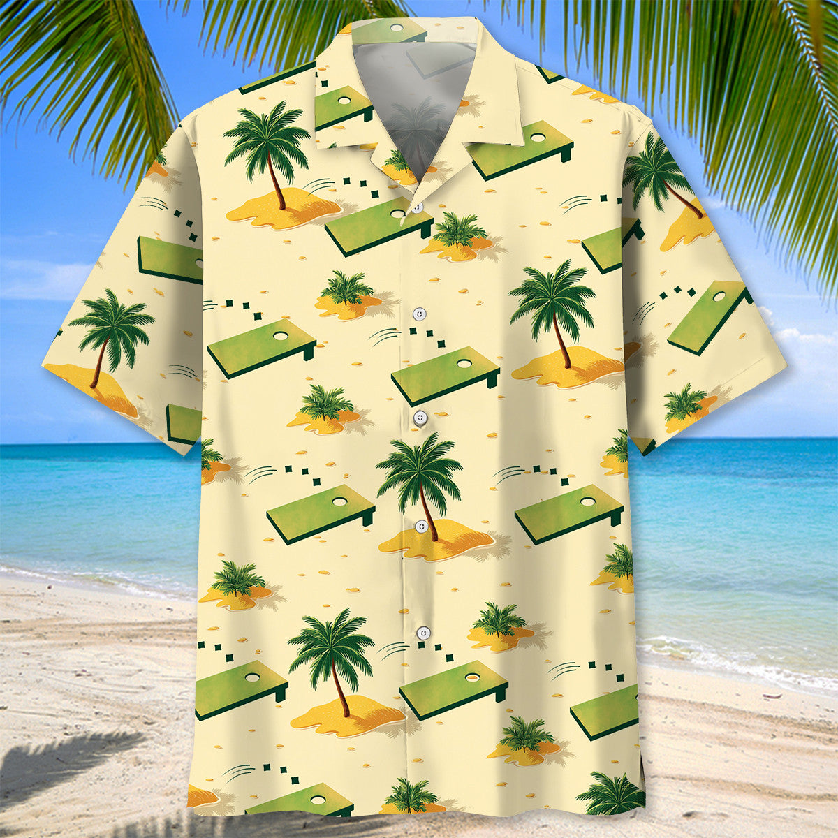 Cornhole Beach Palm Tree Hawaiian Shirt