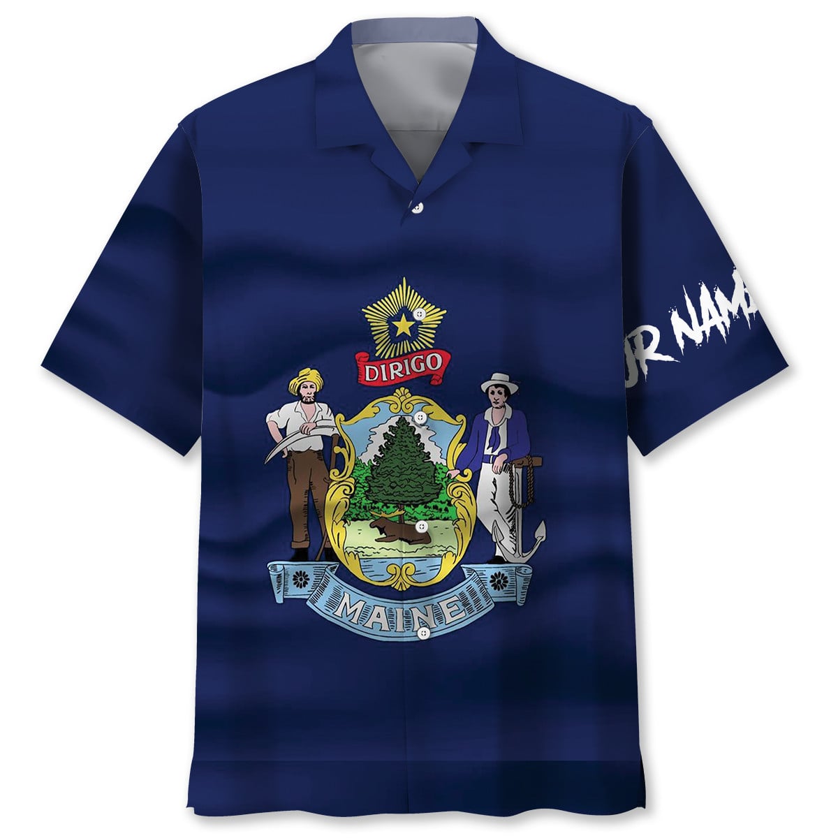 Custom Name Maine State Fishing Hook Hawaiian Shirt