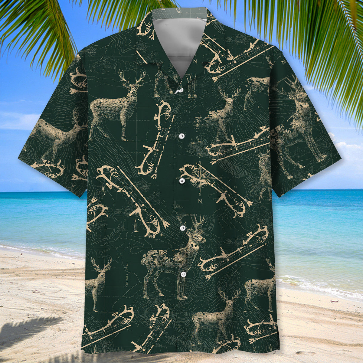 Deer Hunting Map Hawaiian Shirt