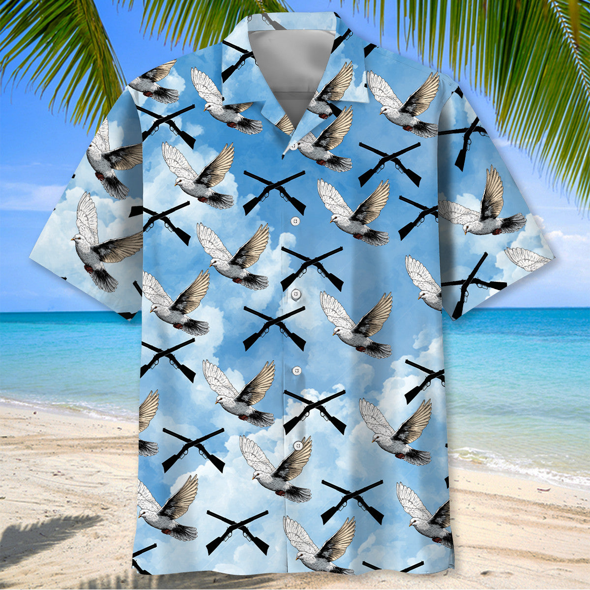 Dove Hunting Blue Sky Hawaiian Shirt