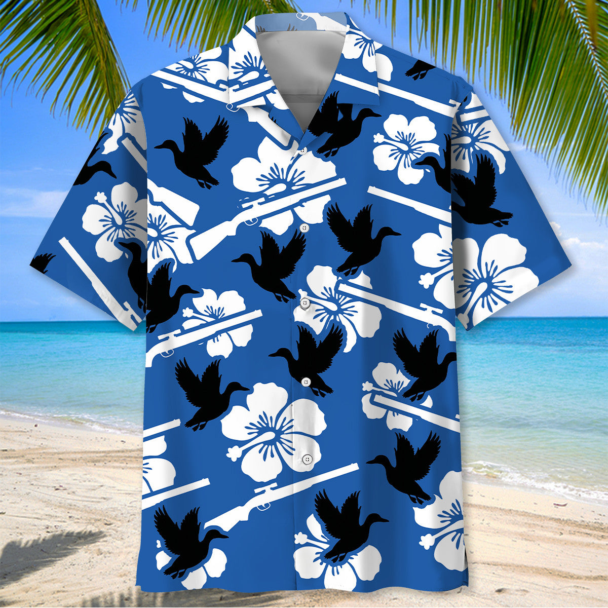 Duck Hunting Hibiscus Hawaiian Shirt