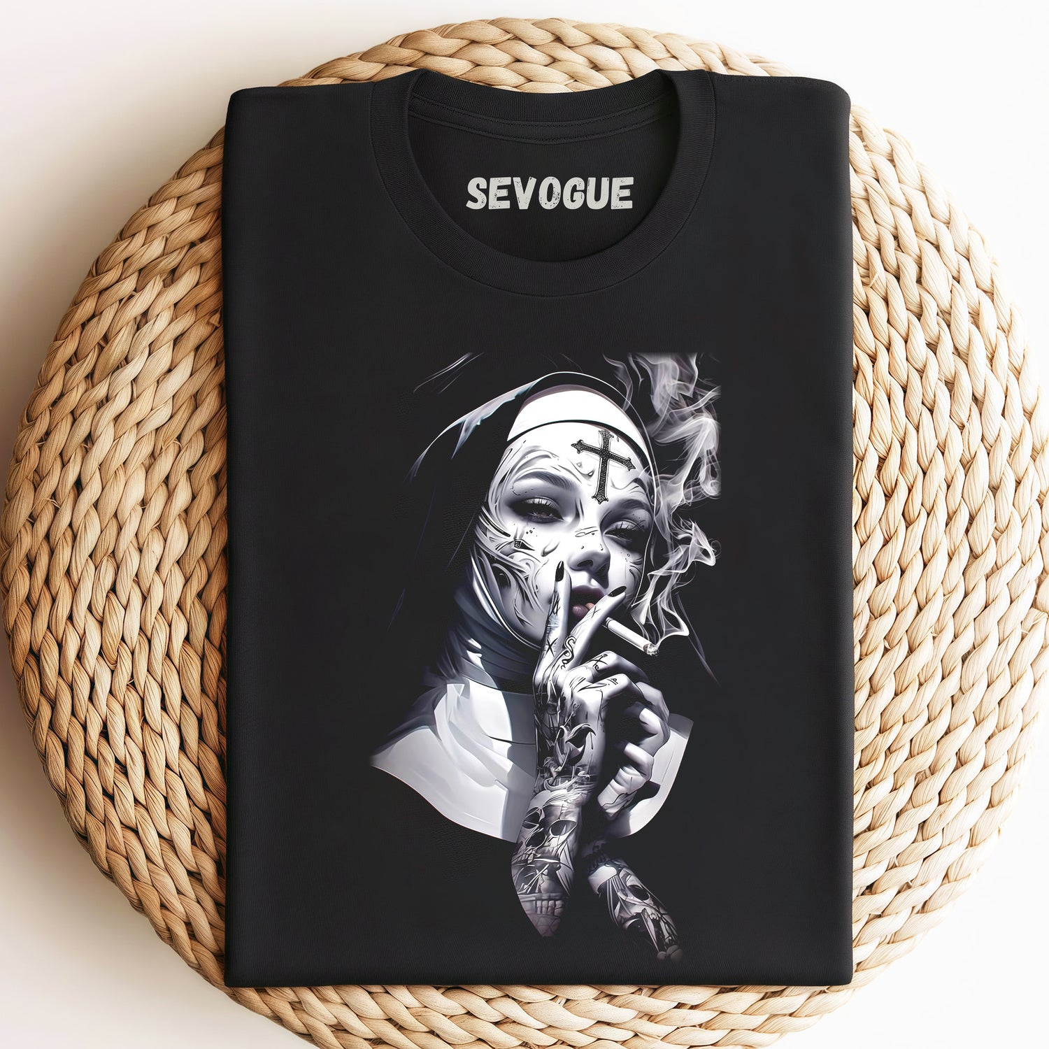 Gothic Smoking Nun Unisex Tee, Sweatshirt & Hoodi