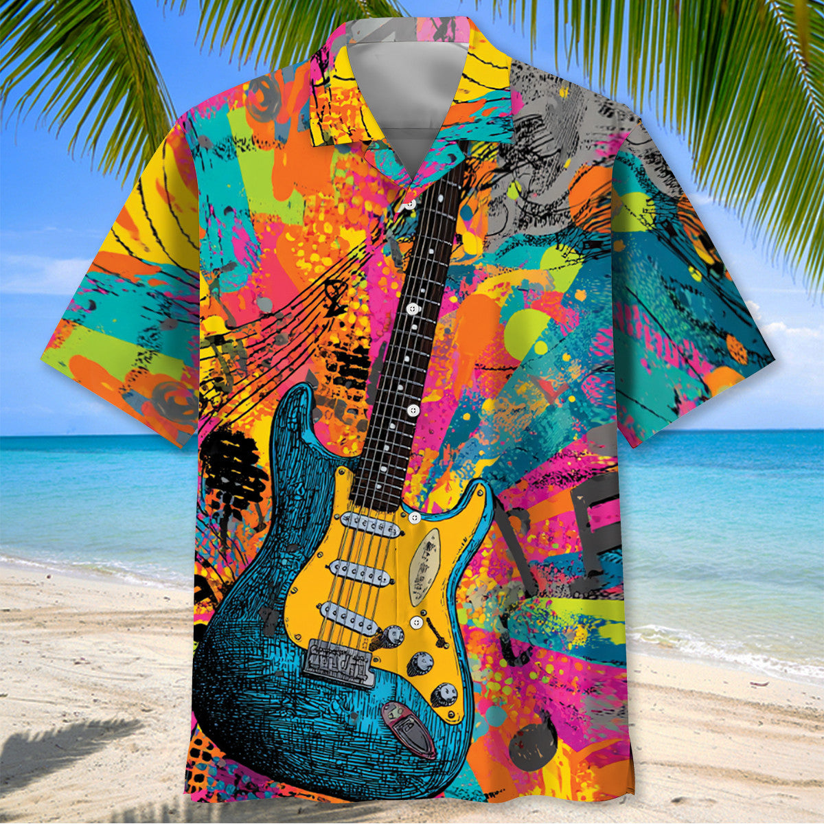 Guitar Psychedelic Hippie Art Hawaiian Shirt