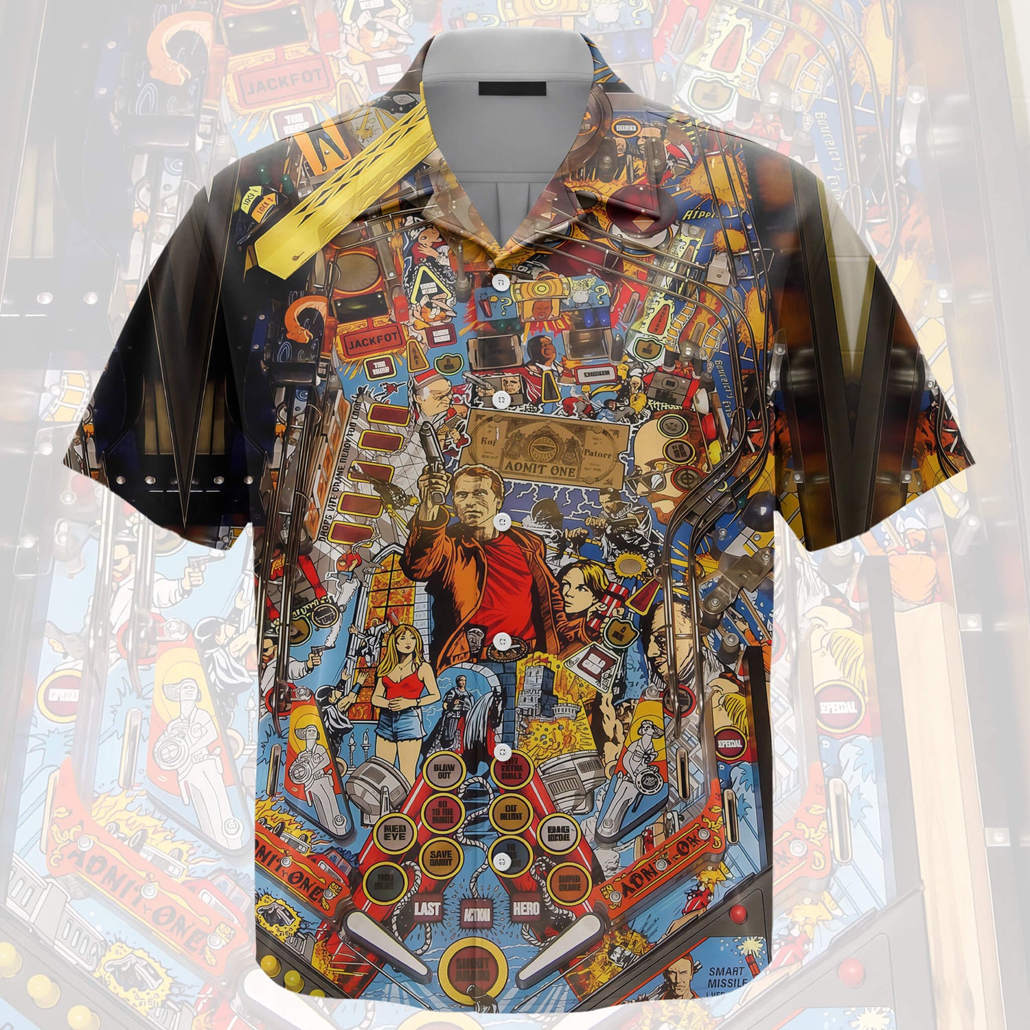 Pinball Action Arcade Unisex Hawaiian Shirt