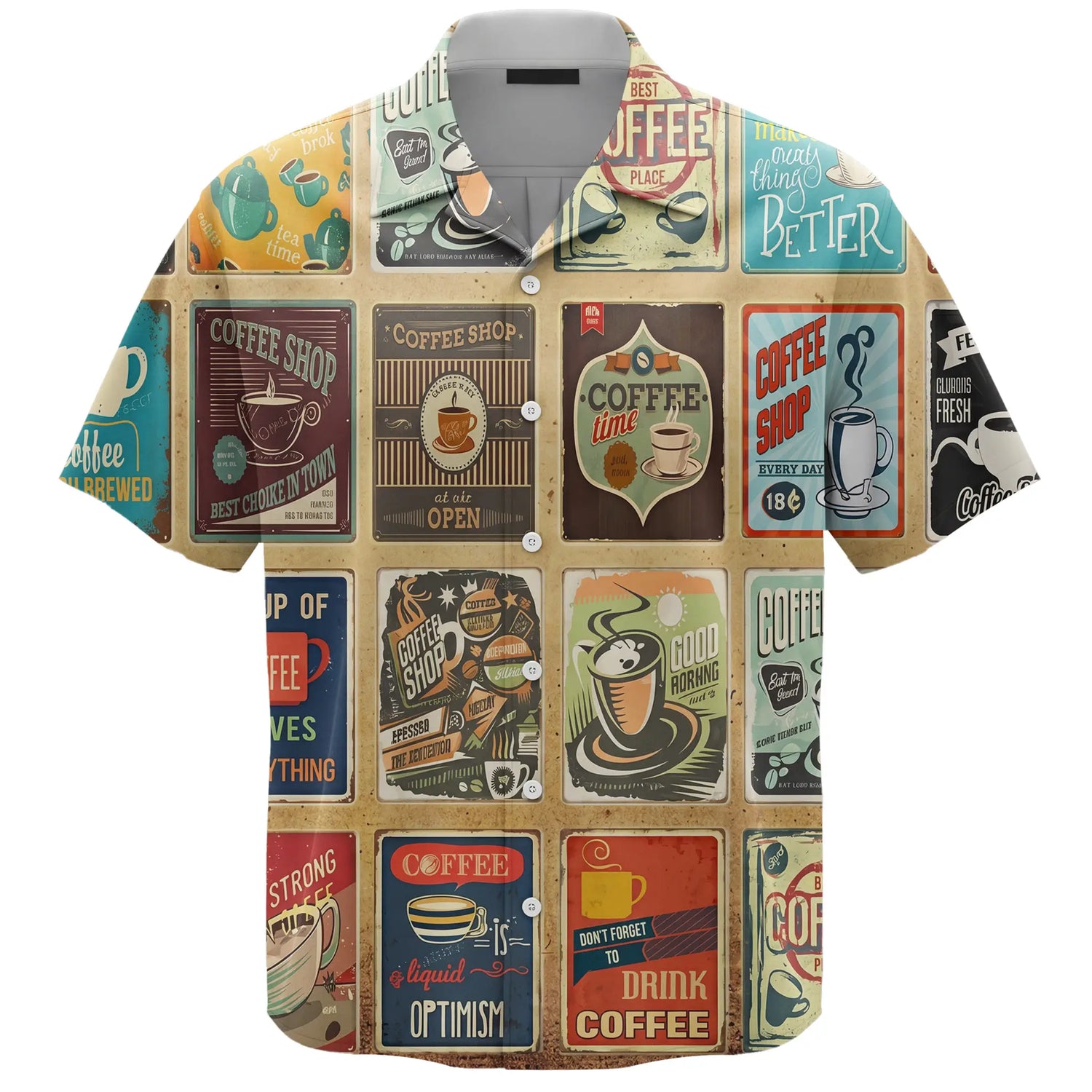 Retro Coffee Menu Unisex Hawaiian Shirt