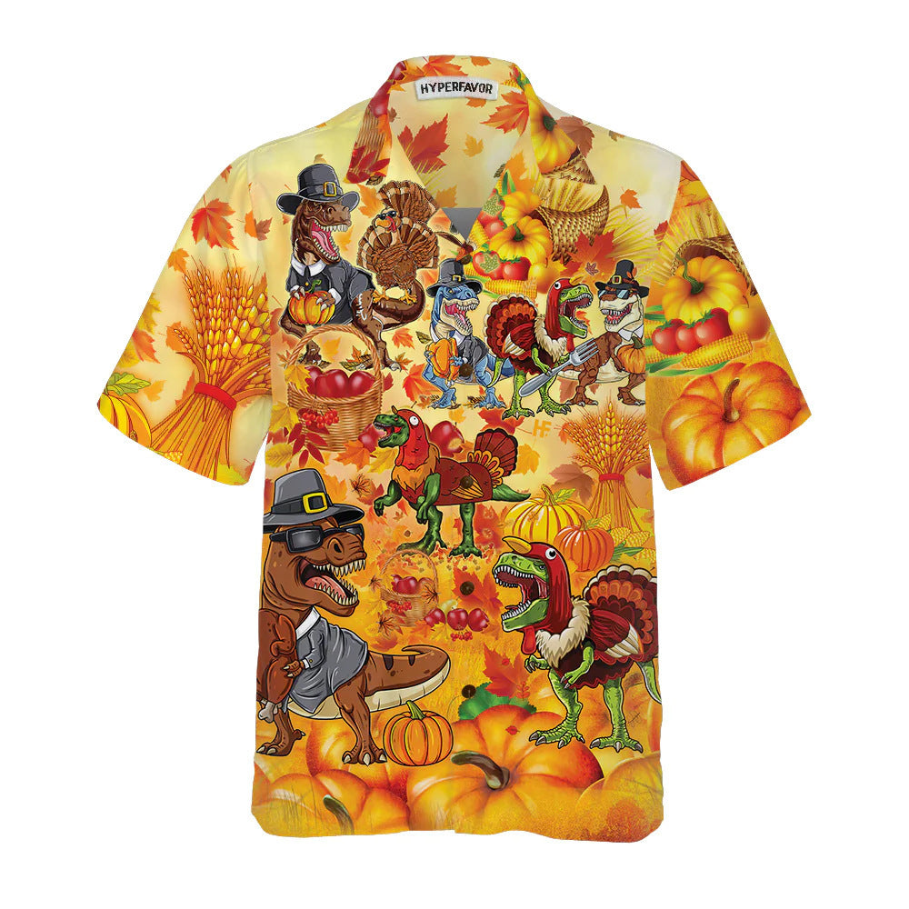 Happy Thanksgiving Dinosaur Tyrannosaurus Rex Hawaiian Shirt
