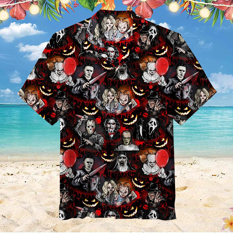 Horror Movie Characters Collage Unisex Hawaiian Shirt