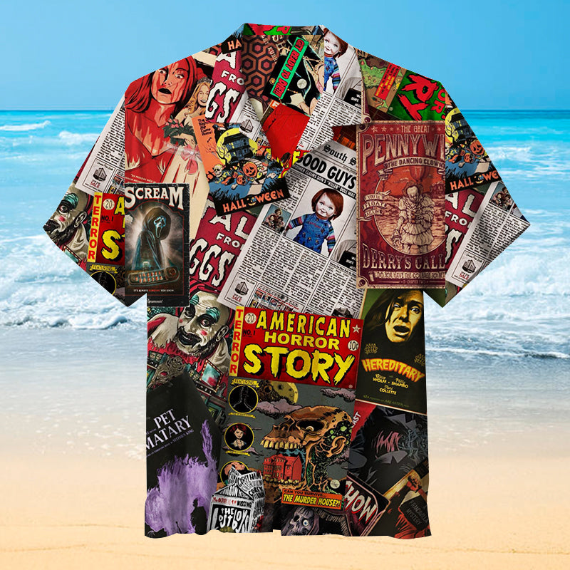 Horror Movie Characters Collage Unisex Hawaiian Shirt