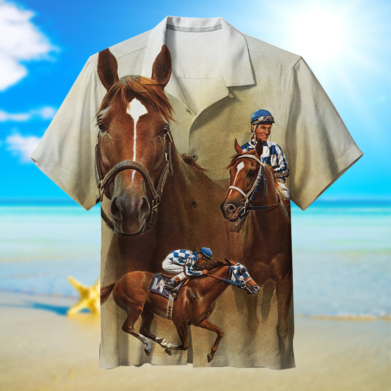 Horse Racing Art Unisex Hawaiian Shirt