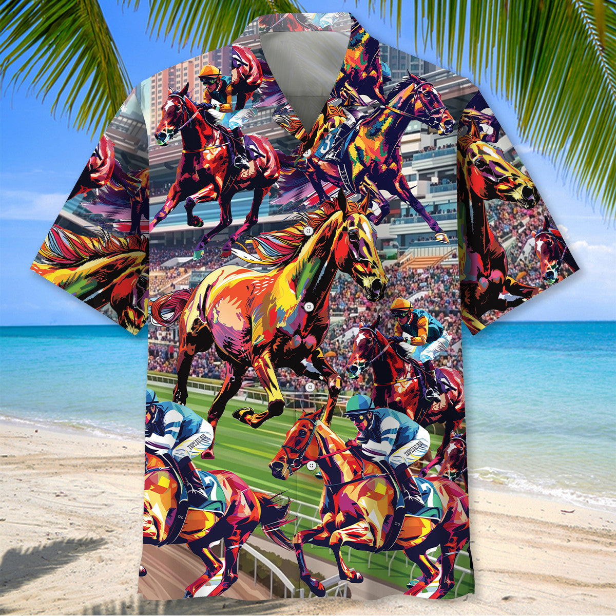 Horse Racing Colorful Hawaiian Shirt