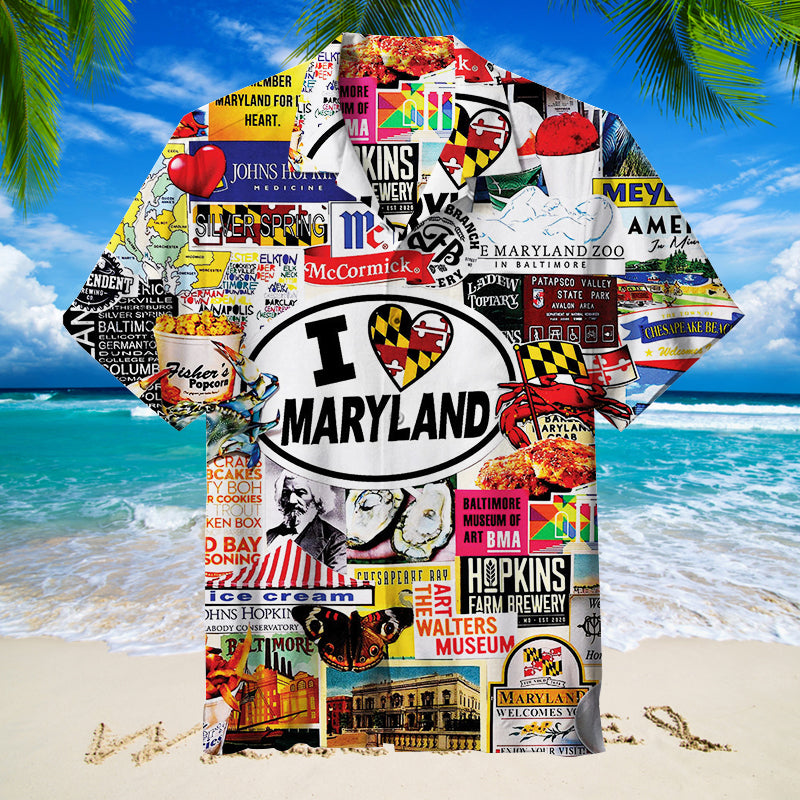 I Love Maryland Hawaiian Shirt