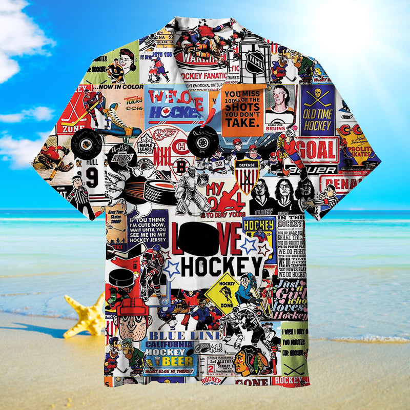 I love Hockey Hawaiian Shirt