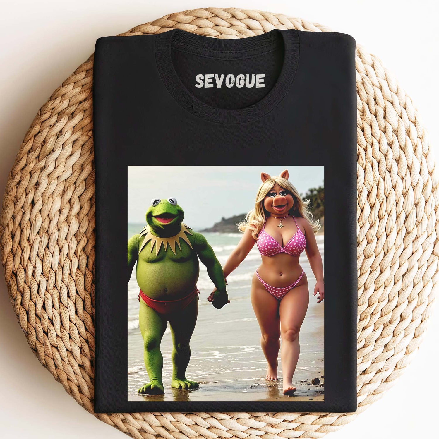 Miss Piggy & Muscle Kermit The Frog Unisex Tee, Sweatshirt & Hoodie