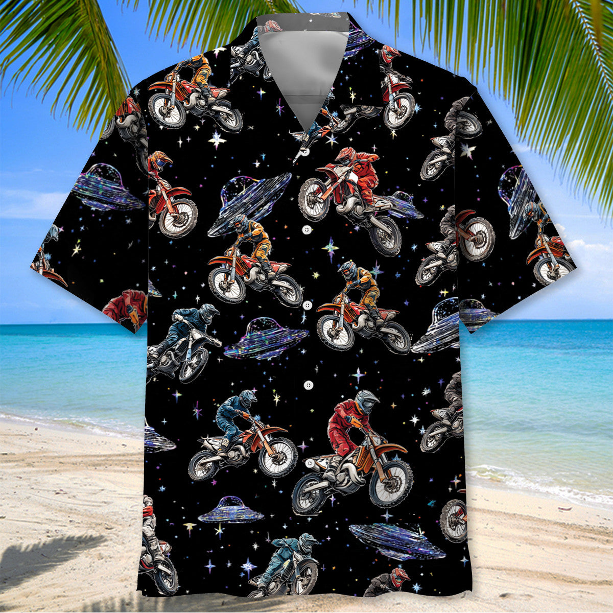 Motocross Racing Outer Space UFO Hawaiian Shirt