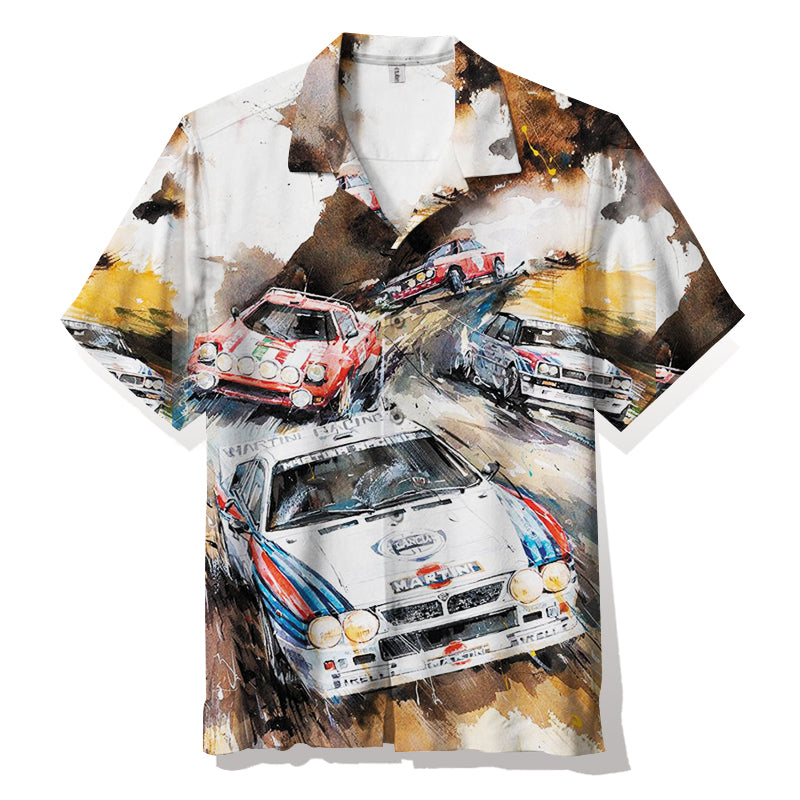 NASCAR-Watercolor style Rally Sports Cars Hawaiian Shirt