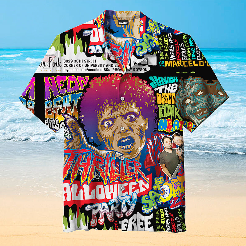 Neon Beat Thriller Halloween Universal Hawaiian Shirt