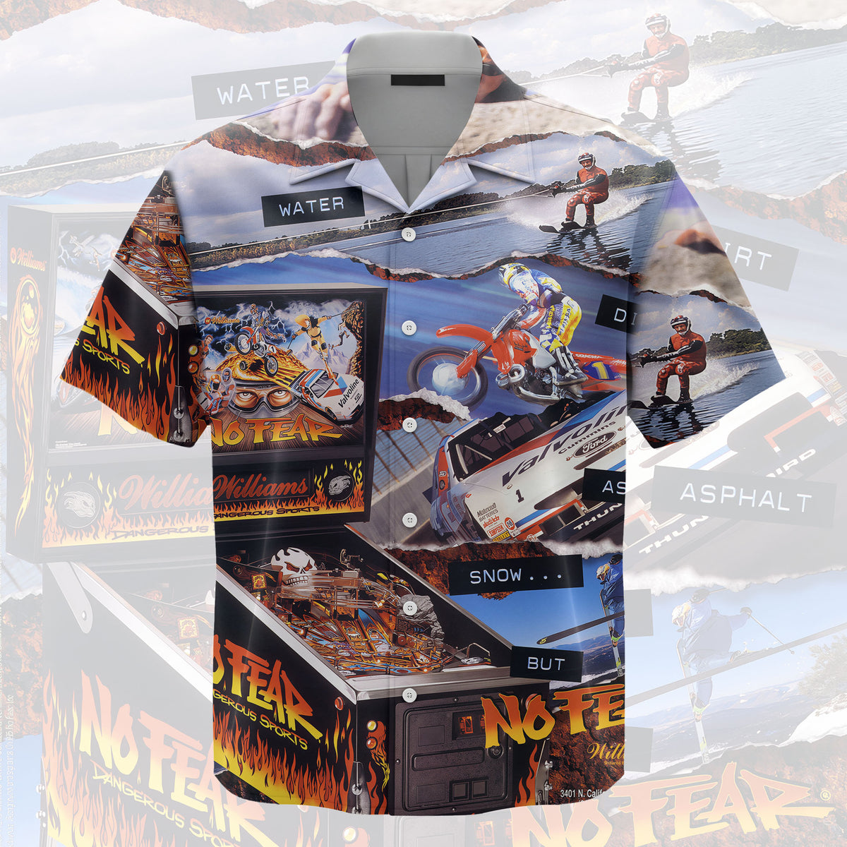 No Fear, Dangerous Sports Pinball Unisex Hawaiian Shirt