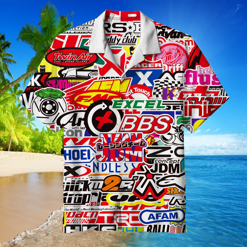 Racing Car Labeling Hawaiian Shirt