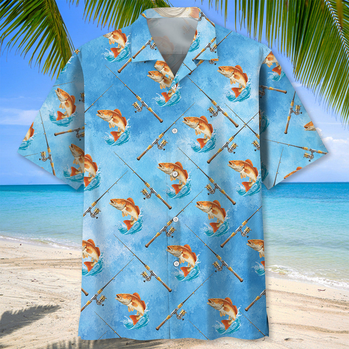 Redfish Watercolor Hawaiian Shirt