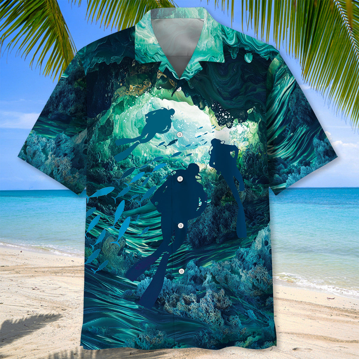 Scuba Diving Underwater Cave Hawaiian Shirt