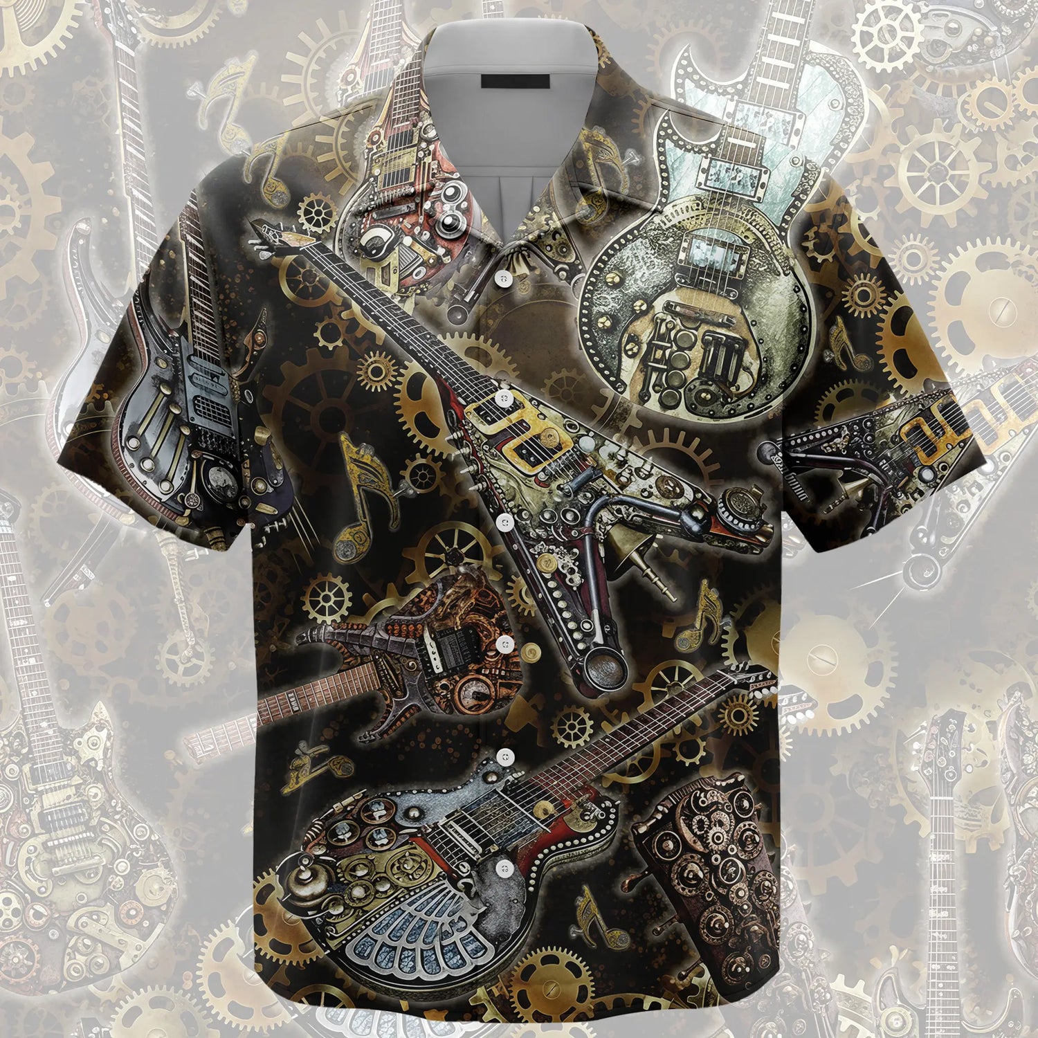 Steam Punk Guitar Unisex Hawaiian Shirt