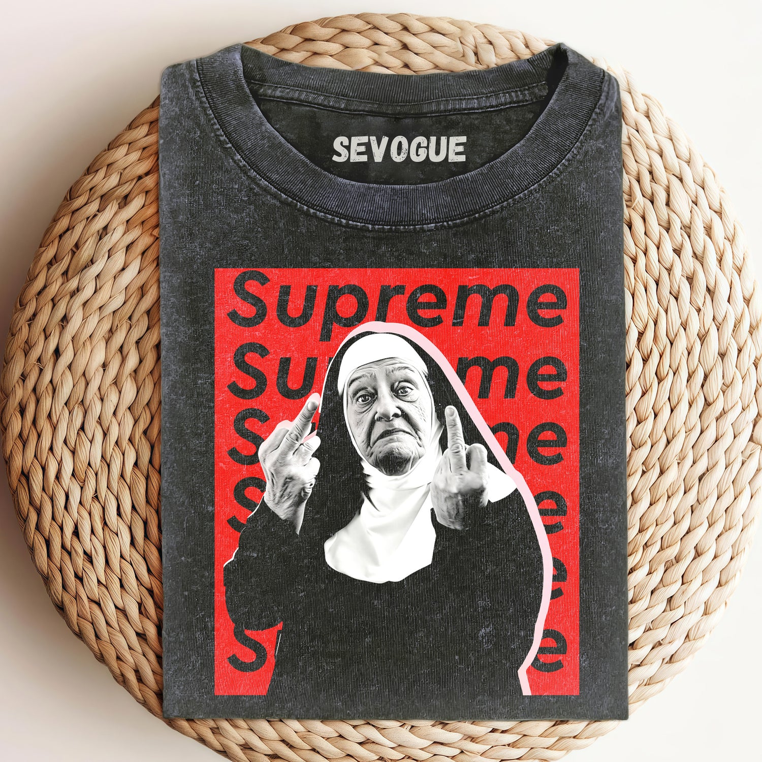 Supreme Nun Giving The Middle Finger Unisex Tee, Sweatshirt & Hoodie