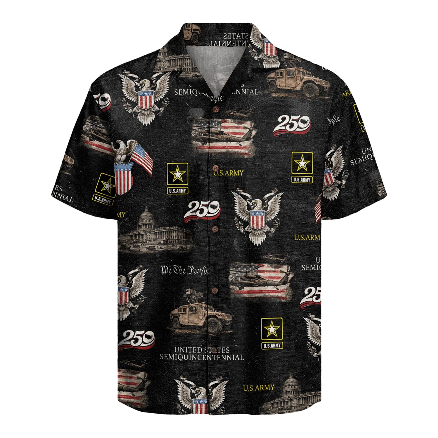 US Army America 250 Aloha Shirt, Patriotic Military Beach Hawaiian Shirt