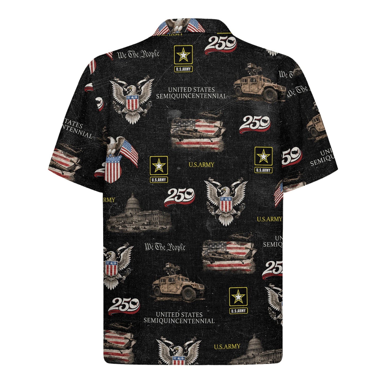 US Army America 250 Aloha Shirt, Patriotic Military Beach Hawaiian Shirt