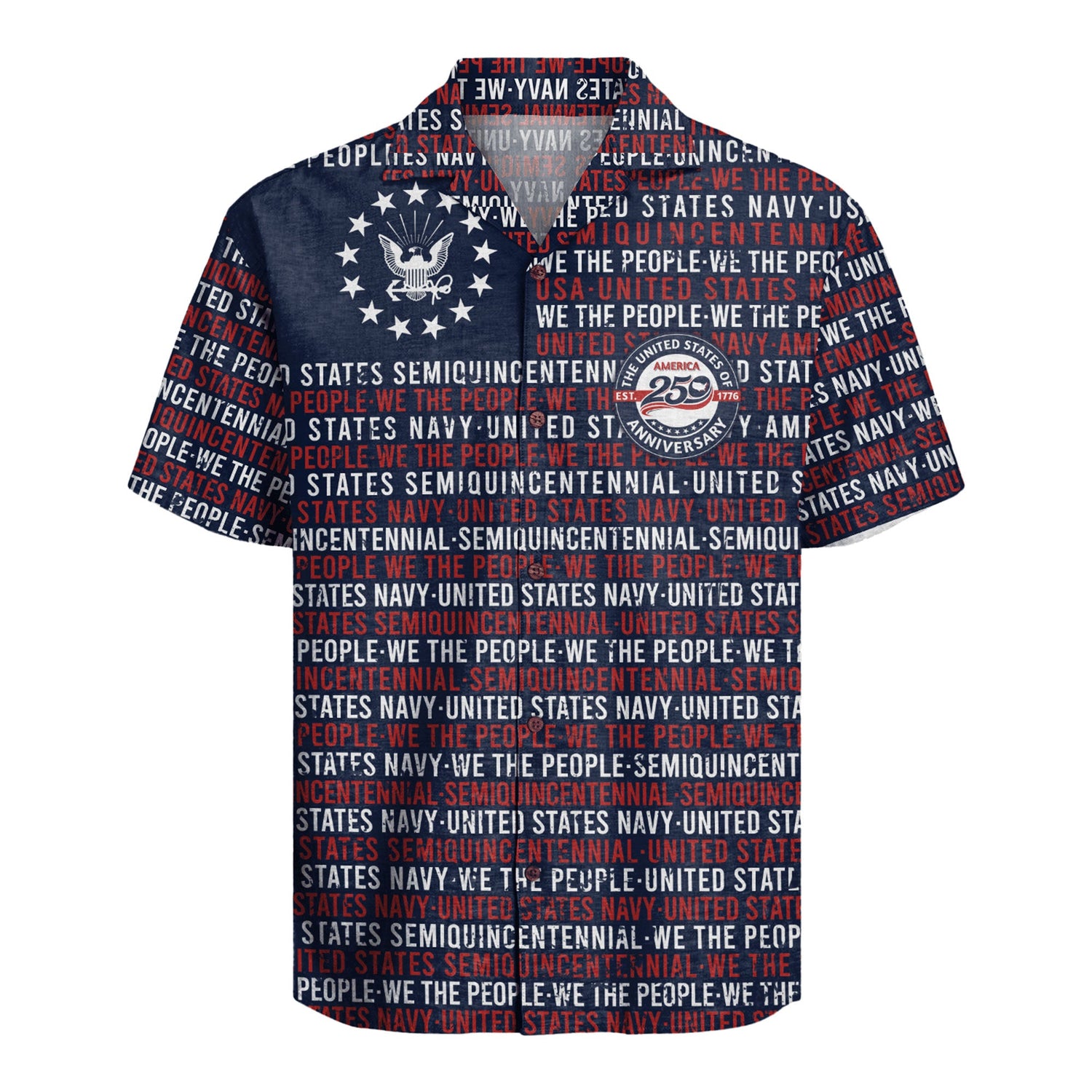 US Navy Anniversary Hawaiian Shirt, America 250th Patriotic Aloha Shirt