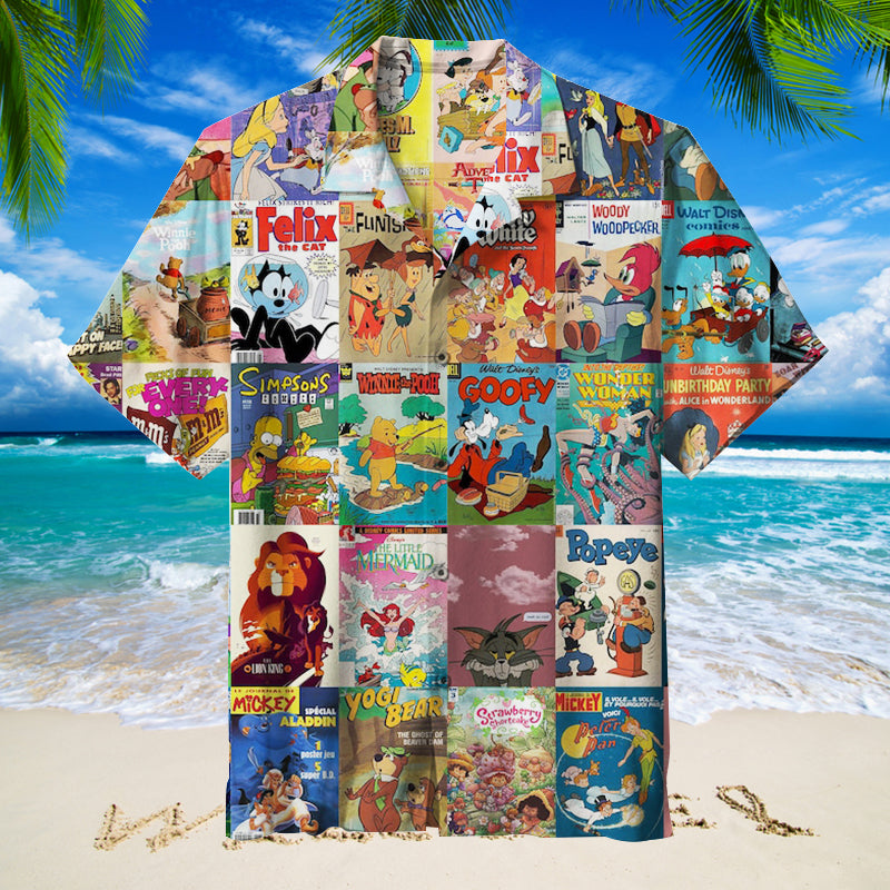 Vintage Cartoon Collage Hawaiian Shirt