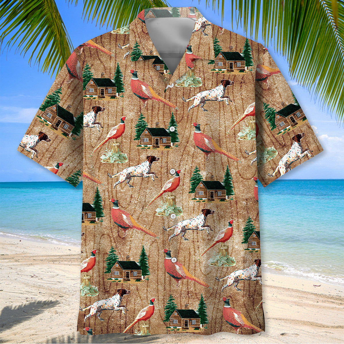 Vintage Dog Hunting Pheasant Hawaiian Shirt