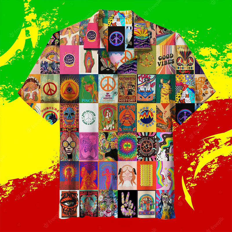 Vintage Hippie Retro Aesthetic Unisex Hawaiian Shirt