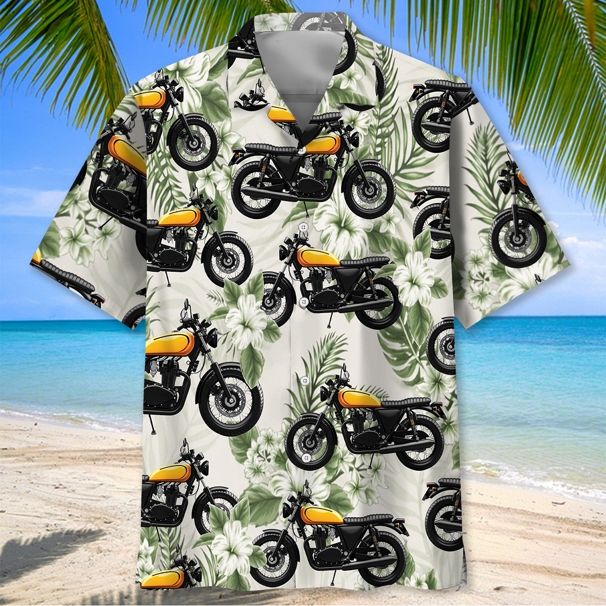 Vintage Motorcycle Green Hawaiian Shirt