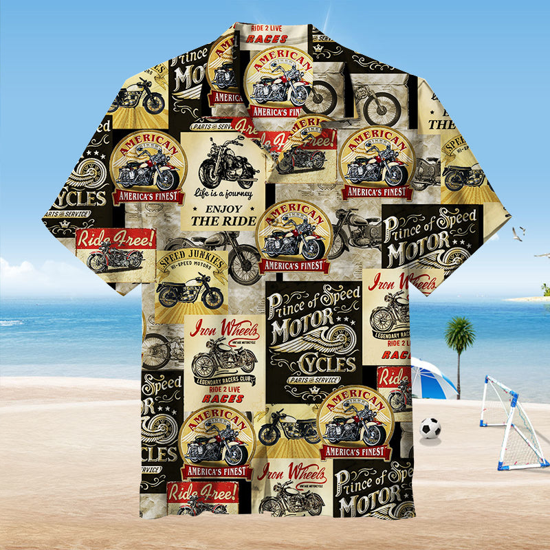 Vintage Motorcycle Signs Unisex Hawaiian Shirt