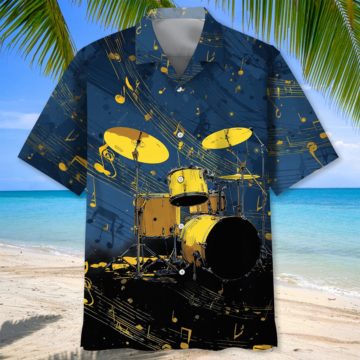 Yellow Drum Set Hawaiian Shirt